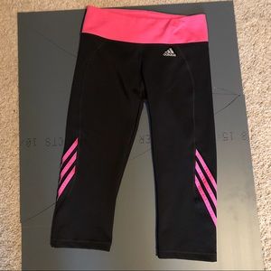 Pink and Black Adidas Capri Leggings